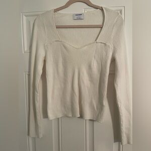 Old Navy Fitted Rib-Knit Sweater (Size L) in Sea Salt